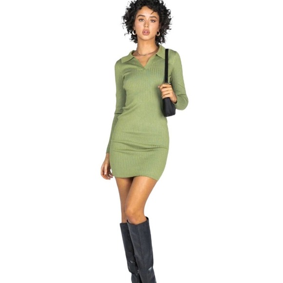 Princess Polly NEW Talia Sweater Mini Dress Pistachio Green Size M/L - Picture 2 of 9